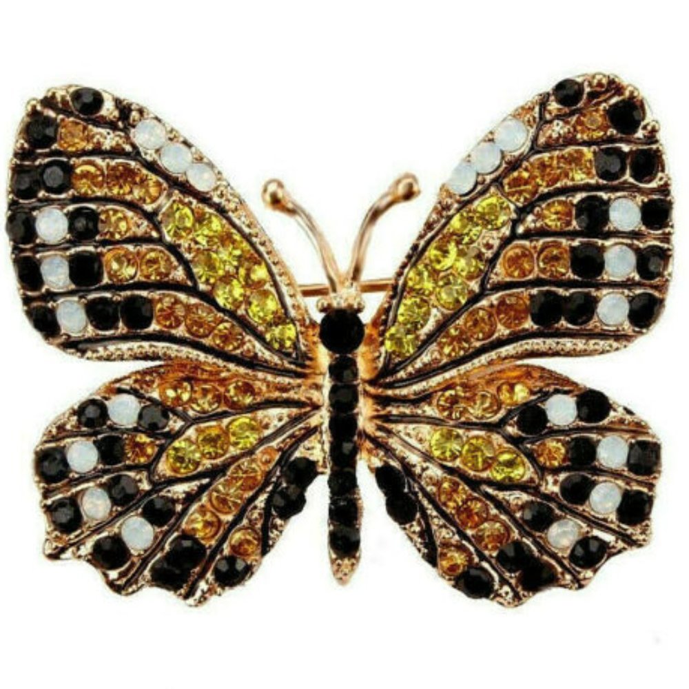 Sparkling MONARCH Butterfly Rhinestone Brooch - Picture 6 of 7